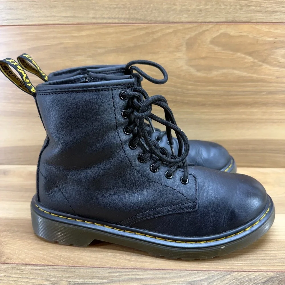 Dr Martens Combat Boots Youth Size 3 Black Leather Punk Grunge 1460‎ J